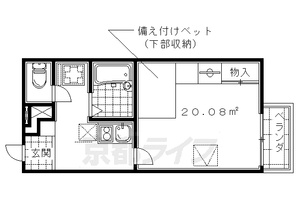 京阪電気鉄道京阪線 龍谷大前深草駅 徒歩7分 2階建 築17年(1K/2階)の間取り写真