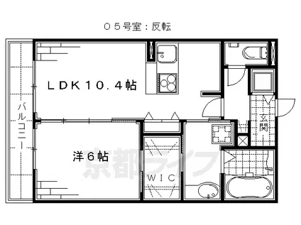 京都市烏丸線 くいな橋駅 徒歩4分 3階建 築14年(1LDK/3階)の間取り写真