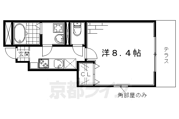 京阪電気鉄道宇治線 観月橋駅 徒歩11分 2階建 築14年(1K/1階)の間取り写真