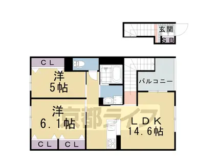 京阪電気鉄道京阪線 中書島駅 徒歩34分 2階建 築13年(2LDK/2階)の間取り写真