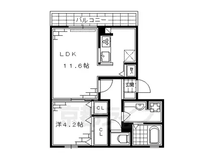 京都市烏丸線 竹田駅(京都) 徒歩9分 3階建 築13年(1LDK/1階)の間取り写真