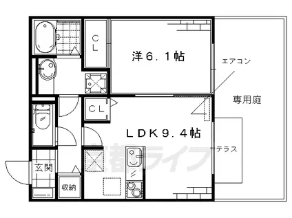 サンシャイン朱雀A棟(1LDK/1階)の間取り写真