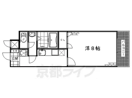京阪電気鉄道京阪線 龍谷大前深草駅 徒歩6分 7階建 築13年(1K/6階)の間取り写真