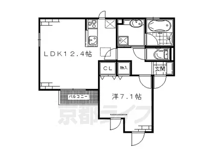 京阪電気鉄道京阪線 伏見桃山駅 徒歩34分 2階建 築13年(1LDK/2階)の間取り写真