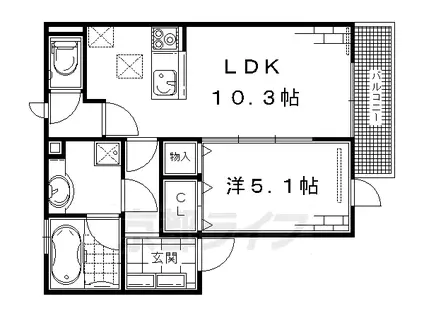 京阪電気鉄道京阪線 伏見桃山駅 徒歩34分 2階建 築13年(1LDK/2階)の間取り写真