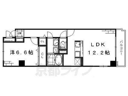 京都市烏丸線 くいな橋駅 徒歩3分 5階建 築12年(1LDK/3階)の間取り写真