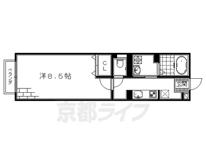 京阪電気鉄道京阪線 藤森駅 徒歩5分 2階建 築12年(1K/2階)の間取り写真