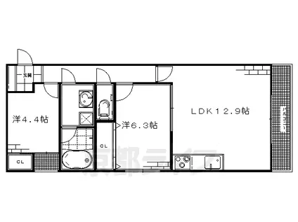 京阪電気鉄道京阪線 伏見桃山駅 徒歩8分 5階建 築12年(2LDK/2階)の間取り写真