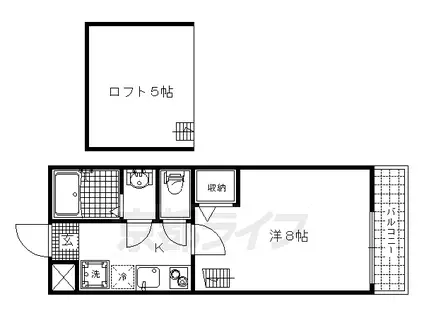 京都市烏丸線 今出川駅 徒歩22分 3階建 築17年(1K/3階)の間取り写真