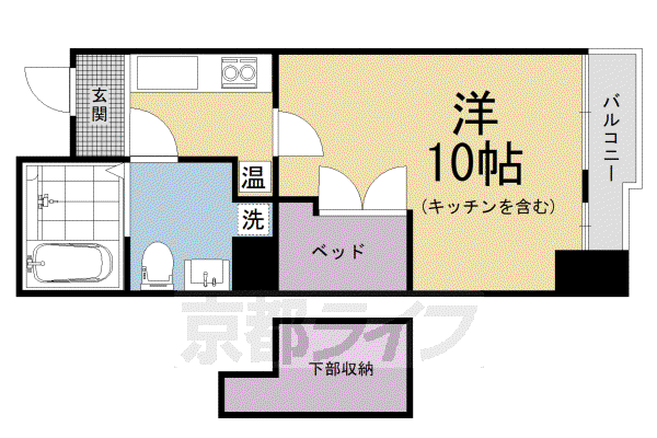 京都市烏丸線 今出川駅 徒歩3分 3階建 築18年(1K/3階)の間取り写真