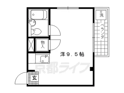 京福北野線 北野白梅町駅 徒歩2分 4階建 築46年(ワンルーム/2階)の間取り写真