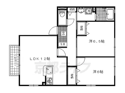 京都市烏丸線 北大路駅 徒歩39分 2階建 築17年(2LDK/2階)の間取り写真