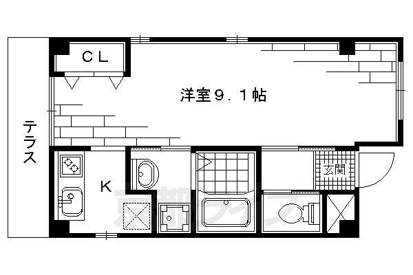 京阪電気鉄道鴨東線 出町柳駅 徒歩6分 3階建 築18年(1K/1階)の間取り写真