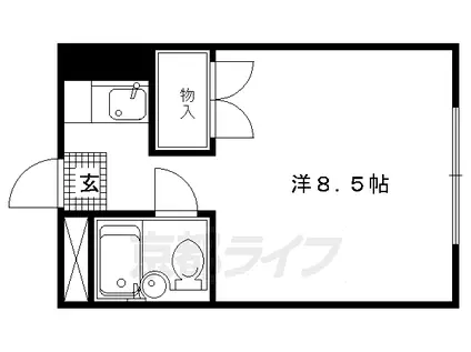 京都市烏丸線 北山駅(京都) 徒歩25分 3階建 築42年(1K/2階)の間取り写真