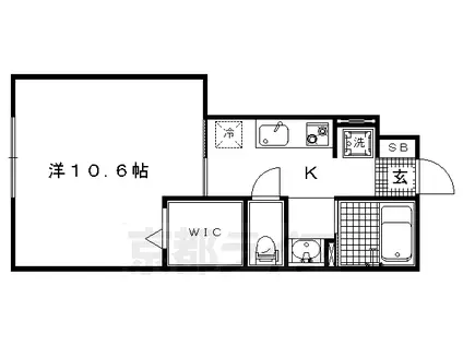 京福北野線 北野白梅町駅 徒歩15分 2階建 築17年(1K/1階)の間取り写真