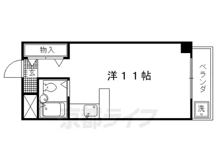 京福北野線 北野白梅町駅 徒歩5分 5階建 築36年(ワンルーム/2階)の間取り写真
