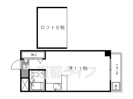 京福北野線 北野白梅町駅 徒歩5分 5階建 築36年(1K/3階)の間取り写真