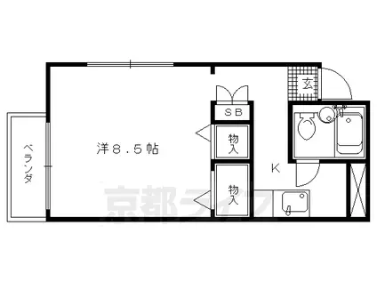 京都市烏丸線 北大路駅 徒歩14分 3階建 築32年(1K/1階)の間取り写真