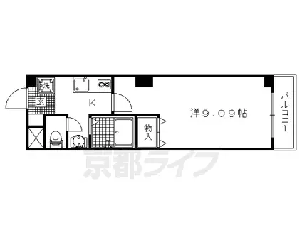 京都市烏丸線 北大路駅 徒歩13分 5階建 築17年(1K/4階)の間取り写真