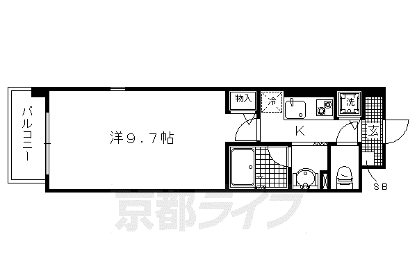 京都市烏丸線 鞍馬口駅 徒歩15分 3階建 築17年(1K/2階)の間取り写真