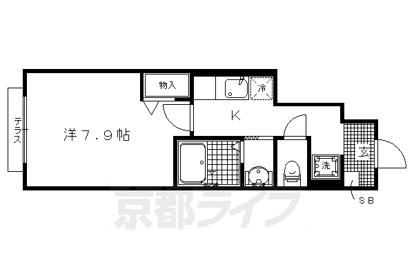 京都市烏丸線 北大路駅 徒歩25分 2階建 築17年(1K/1階)の間取り写真