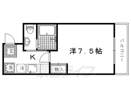 京福北野線 北野白梅町駅 徒歩4分 3階建 築17年(1K/1階)の間取り写真
