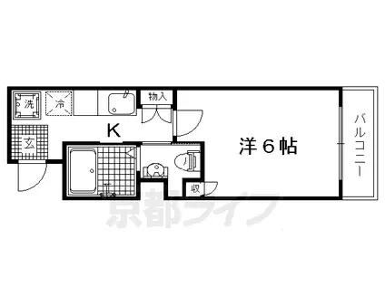 京福北野線 北野白梅町駅 徒歩4分 3階建 築17年(1K/3階)の間取り写真