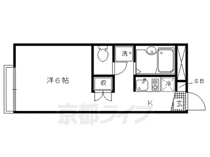 京都市烏丸線 北大路駅 徒歩32分 2階建 築28年(1K/1階)の間取り写真