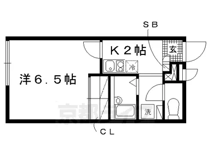京福北野線 北野白梅町駅 徒歩14分 2階建 築17年(1K/1階)の間取り写真