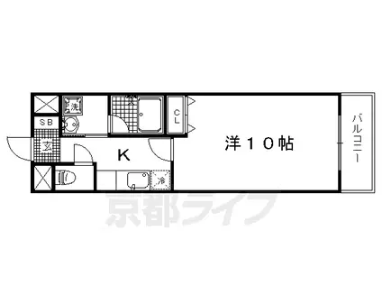 京都市烏丸線 今出川駅 徒歩10分 5階建 築16年(1K/4階)の間取り写真