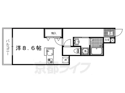 京福北野線 北野白梅町駅 徒歩6分 2階建 築17年(ワンルーム/1階)の間取り写真