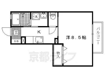 京福北野線 北野白梅町駅 徒歩7分 2階建 築18年(1K/2階)の間取り写真