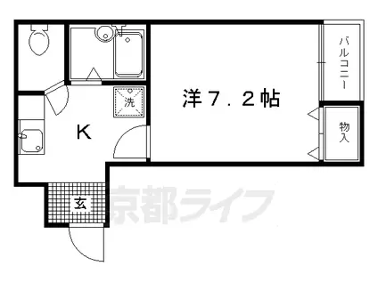 京都市烏丸線 今出川駅 徒歩10分 4階建 築36年(1K/3階)の間取り写真