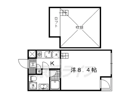 京都市烏丸線 北大路駅 徒歩15分 3階建 築16年(1K/3階)の間取り写真