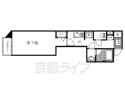 京都市烏丸線 北大路駅 徒歩4分 4階建 築16年(1K/3階)の間取り写真