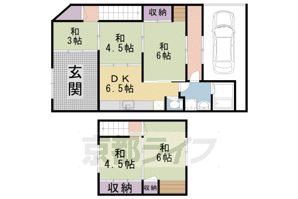 京都市烏丸線 北大路駅 徒歩5分 2階建 築57年(5SDK)の間取り写真