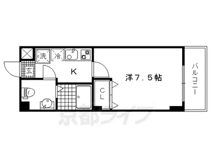 山陰本線 円町駅 徒歩5分 7階建 築15年(1K/2階)の間取り写真