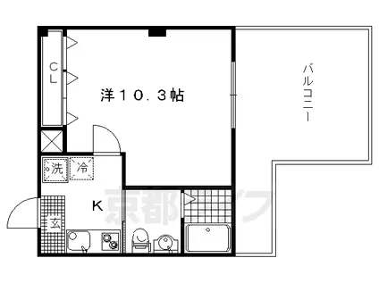 山陰本線 円町駅 徒歩5分 7階建 築15年(1K/7階)の間取り写真