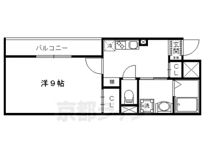 京福北野線 等持院・立命館大学衣笠キャンパス前駅 徒歩12分 3階建 築15年(1K/1階)の間取り写真