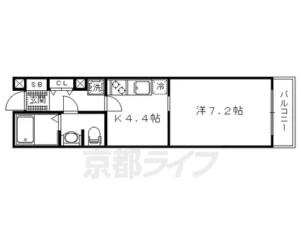 京福北野線 北野白梅町駅 徒歩7分 2階建 築16年(1K/1階)の間取り写真