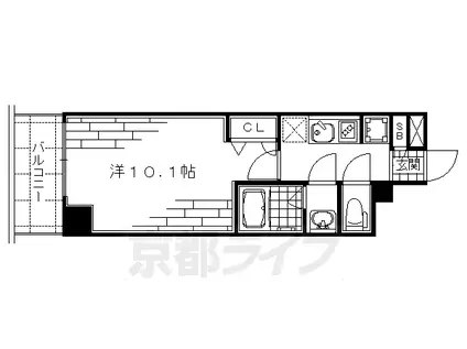 アスヴェル京都東堀川(1K/2階)の間取り写真