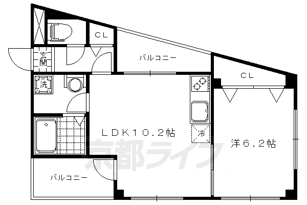 京都市烏丸線 北山駅(京都) 徒歩10分 3階建 築15年(1LDK/3階)の間取り写真