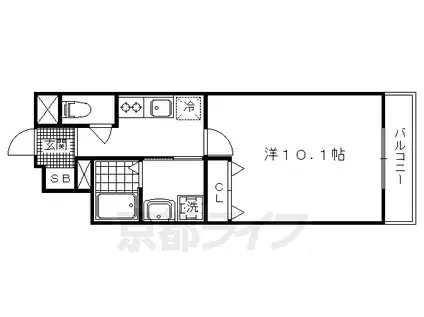 京都市烏丸線 今出川駅 徒歩8分 4階建 築15年(1K/2階)の間取り写真