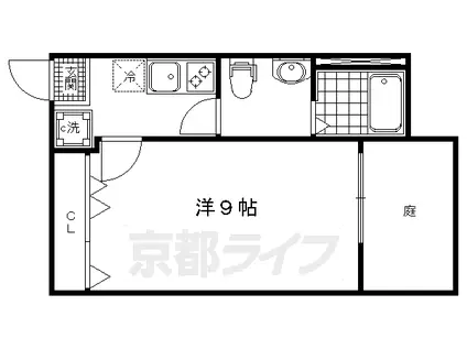京都市東西線 二条城前駅 徒歩10分 4階建 築14年(1K/1階)の間取り写真