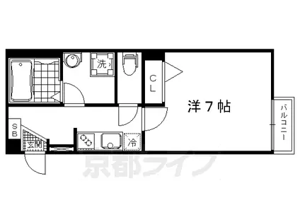 京福北野線 北野白梅町駅 徒歩13分 2階建 築17年(1K/2階)の間取り写真