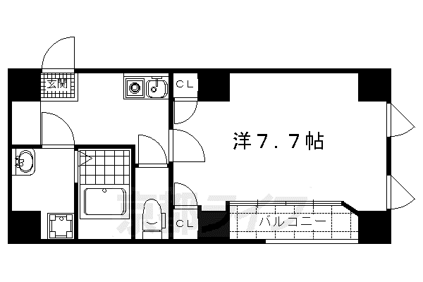 京都市烏丸線 北大路駅 徒歩19分 4階建 築36年(1K/2階)の間取り写真