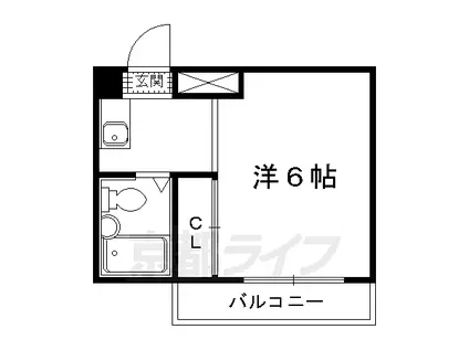 京福北野線 北野白梅町駅 徒歩20分 5階建 築40年(1K/4階)の間取り写真