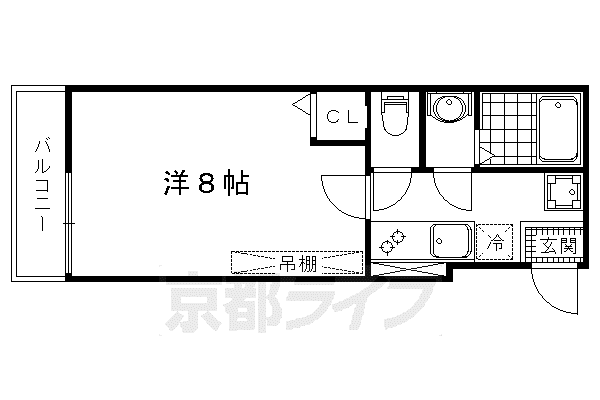 山陰本線 二条駅 徒歩15分 4階建 築14年(1K/1階)の間取り写真
