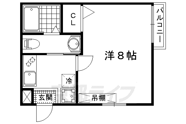 山陰本線 二条駅 徒歩15分 4階建 築14年(1K/2階)の間取り写真