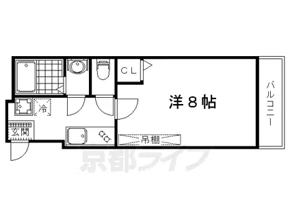 山陰本線 二条駅 徒歩15分 4階建 築14年(1K/4階)の間取り写真